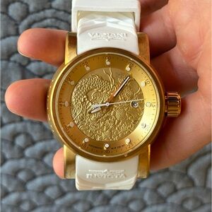 S1 Rally Gold Dragon Dial White and Beige Silicone Men's Watch
